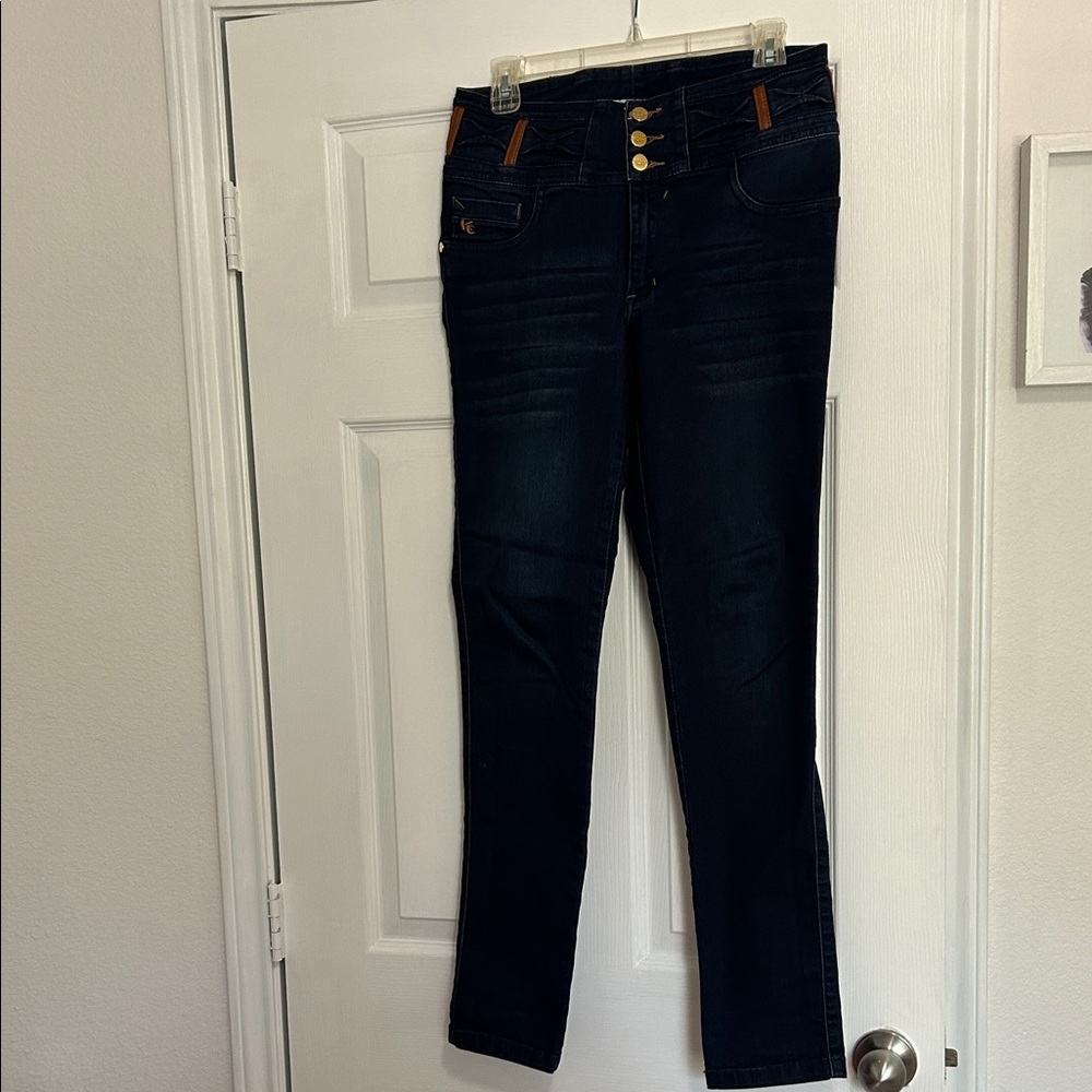 BUTT LIFT PUSH UP Women's High Rise Dark Blue Jeans Strech